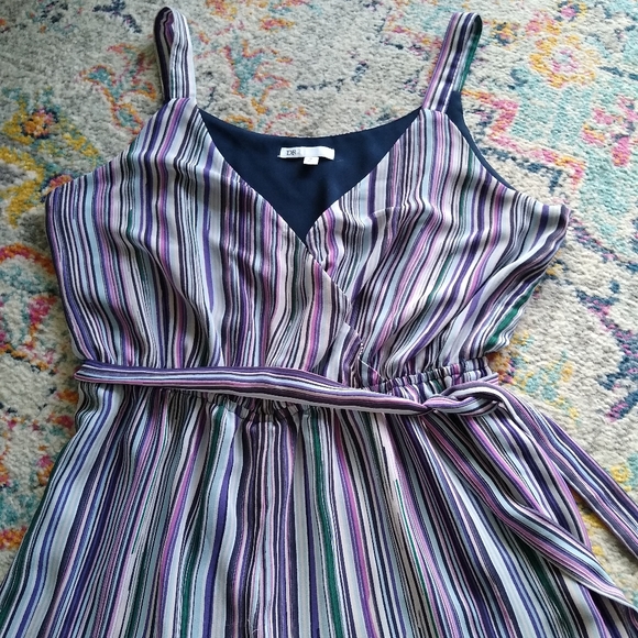 NWOT purple & teal cropped striped jumpsuit - Picture 5 of 9